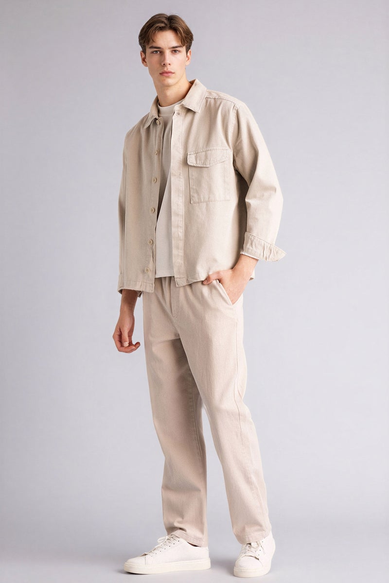 DeFacto Beige Man Baggy Fit Trousers Casual - Image 2